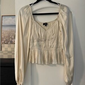 Lulu's Cream Ruched Blouse
